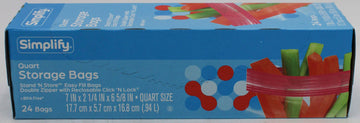 SIMPLIFY RECLOSABLE STORAGE QUART BAGS PLEATED NI