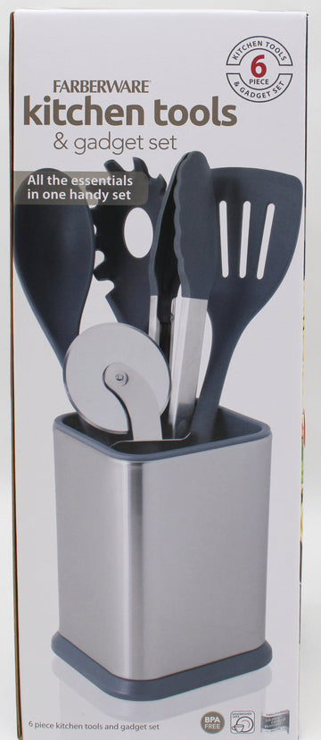 FARBERWARE PRO 6PC TOOL CROCK SET - GREY