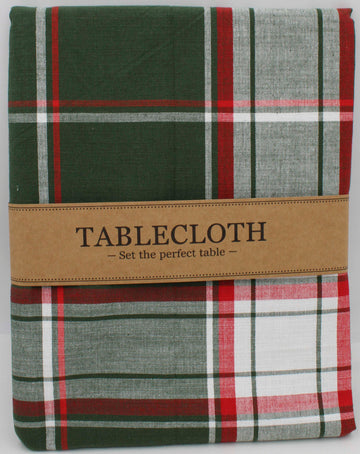 TABLECLOTH -  52 X 52 DECK THE HALLS PLAID