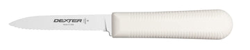 Dexter Russell S104SC-PCP Sani-Safe 15373 Paring Knife, 3-1/4" Scalloped Edge DEXSTEEL High Carbon Stain-Free Steel Blade, Non-Slip White Polypropylene Handle, Small Utility Knife, NSF, Made in USA