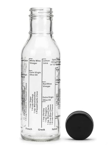 Kolder Salad Dressing Mixer Bottle with 8 Classic Light Recipes, Glass, 13-Ounce Capacity