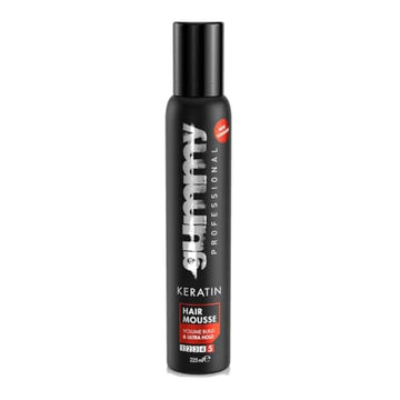 Gummy Professional Keratin Ultra Strong Hold Hair Styling Mousse – 5-Level Hold, Volume Build & Texture Care for All Hair Types – Lightweight, Non-Greasy Formula for Long-Lasting Styling – 225 ml