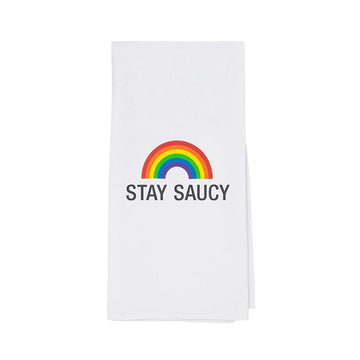 About Face Designs Pride Collection Cotton-Linen Blend Tea Towel, 19 x 26.5-Inch, Stay Saucy