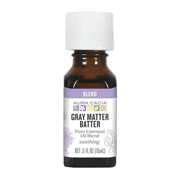 Aura Cacia Gray Matter Batter Essential Oil, 100% Pure Essential Oil Blend - Aromatherapy for Temple Massage, Diffusers, Personal Care | 0.5 Fl Oz (Pack of 1)