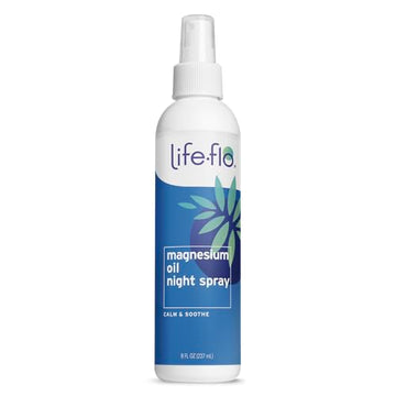 LIFE-FLO Magnesium Oil Night Spray - Topical Magnesium Oil for Feet and Body - Sourced from the Zechstein Seabed - Soothing Nighttime Formula with Arnica - Calming Scent - 60-Day Guarantee - 8oz