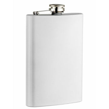 Top Shelf Flasks 8 oz Hip Flask - Screw-On Leak Proof Cap - Gifts for Men - Groomsmen Gift - 1-PACK in White