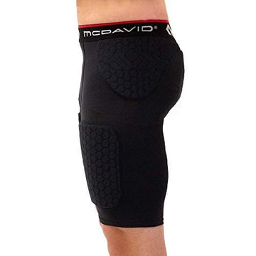 McDavid Men's Compression Shorts with HEX Pads Dual-Density Thudd Tights with Hip, Tailbone, Thigh Padding for Men's Compression Shorts with Cup Pocket Black