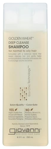GIOVANNI ECO CHIC Golden Wheat Deep Cleanse Shampoo - Shampoo for Oily hair, Deep Cleansing With Botanical Oils, Helps Encourages Volume & Shine, Color Safe - Spearmint Oil + Aloe Vera, 8.5 oz