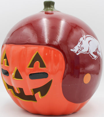 NCAA ARKANSAS RAZORBACKS CERAMIC PUMPKIN HELMET 10"