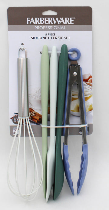 FARBERWARE PRO 5PC SILICONE UTENSIL SET NI
