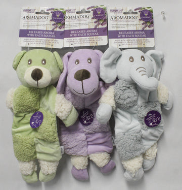 MULTIPET AROMADOG CALM FLEECE DOG TOY W/SQUEAKER 12"