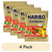(4 pack) HARIBO Goldbears Gummy Bears Original Assorted Fruit Flavor Candy Gummies, 4 oz Bag