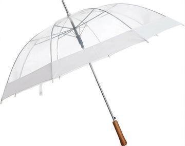 Barton Outdoor Rain Clear White Umbrella | Water Repellent Strong Metal Shaft and Ribs | Auto Open Rip Resistant Portable Umbrella | Wood Print Resin Handle