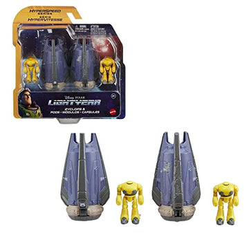 Mattel Disney Pixar Lightyear Hyperspeed Series Zyclops Space Pod Battle Damage & Zyclops Figure, 3.78 Inch Long Vehicle & 1.75 Inch Figure, Toy 4 Years & Up