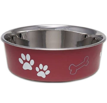Loving Pets Bella Dog Bowls- Stainless Steel Dog & Cat Bowls - Spill Proof Dog Food Bowl, Cat Bowl, Puppy Essentials & Pet Supplies Great for Home & Travel (Small 10-20 lbs, Merlot)