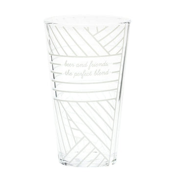 About Face Designs Noted Collection - Hand-Drawn Designer Pint Glass, 16-Ounce, Beer and Friends