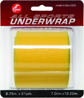 Cramer Tape Underwrap, Single Roll, Yellow, Non-Latex Pre Wrap to Protect Skin from Irritation and Discomfort Caused by Athletic Tape, Tearable Sports Wrap, Non-Adhesive, 2.75" x 21 Yards