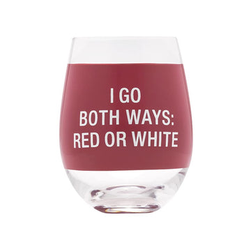 About Face Designs Stemless Wine Glass Funny Wine Glasses for Women, 16-Ounce, Go Both Ways