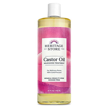 HERITAGE STORE Castor Oil Nourishing Hair Treatment - Deep Hydration for Healthy Hair Care, Skin Care, Lashes and Brows, Castor Oil Packs - Cold Pressed, Hexane Free, Vegan, 60-Day Guarantee, 32oz