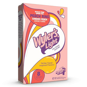 Wyler's Light Singles To Go Powder Packets, Water Drink Mix, Watertok Peach Ring, 8 Count