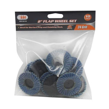 10-PC. 2" 24 Grit Flap Wheels Discs Wheel Disc Holder Fits Roloc Style