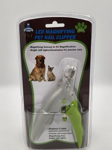 Great Lakes Select Illimunated LED Pet Nail Clipper with Claws Trapper, Green, Grey