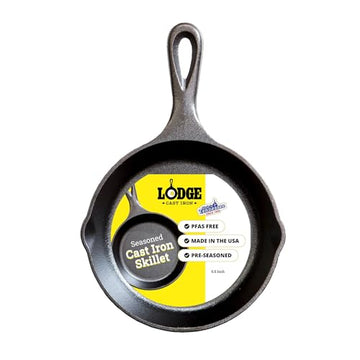 Lodge Seasoned Cast Iron Skillet 6.5 Inches - PFAS-Free, Non-Toxic Cookware - Use with an Oven, Stove, Grill, or Campfire - Naturally Non-Stick & Oven Safe