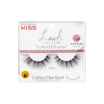 KISS Lash Couture Naked Drama False Eyelashes, 14 mm, Easy to Apply, Reusable, No Damage To Natural Lashes, Cruelty Free, 1 Pair Fake Lashes - Style ‘Chiffon’