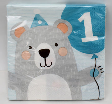 NAPKIN LUNCH 16CT 2P 1ST BIRTHDAY BEAR BD