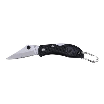 Keychain Knife - Surgical Stainless Steel Half-Serrated 1 7/8" Blade for Cutting Cord or Twine - Light Plastic Handle - 2 1/2" Folded, 4 1/4" Open