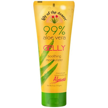Lily Of The Desert Gelly Moisturizer - 99% Organic Aloe Vera Gel for Skin, After Sun Care with Aloe, Vitamin E Oil, and Vitamin C for Sunburn Relief, 4 Fl Oz