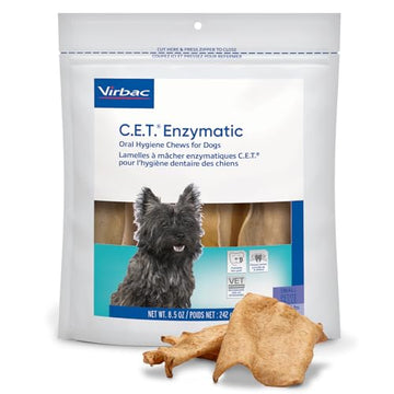 Virbac C.E.T.® Enzymatic Oral Hygiene Chews for Dogs, Small - Plaque & Tartar Control - Single Layer Beefhide with Exclusive Dual-Enzyme System & Tasty Chicken Flavor - Easy to Give Dog Dental Chew
