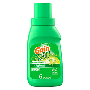 Gain + Aroma Boost Liquid Laundry Detergent, Original Scent, 6 Loads, 10 fl oz, HE Compatible, Pack of 12