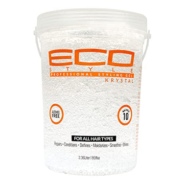 Eco Style Krystal Styling Gel - Adds Body and Shine to all Styles - Moisturizes and Maintains Healthy Hair - Strong, Weightless Hold - Ideal for any Hair Type and Color - Leaves No Residue - 80 oz