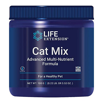 Life Extension Cat Mix, cat Food Supplements, Heart Health, probiotics, L-arginine, Taurine, B12, folic Acid, Vitamin C, Vitamin E, Rosemary, Nutrient Absorption, Gluten-Free, Non-GMO, 85 Servings