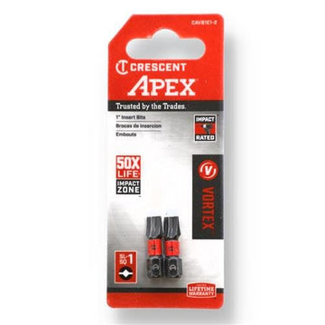 Crescent Apex 1 x 2 Slotted Square Vortex™ Impact Power Bit - 2 Pack - CAVB2E1-2