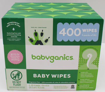 BABYGANICS BABY WIPES FRAGRANCE FREE 400ct US