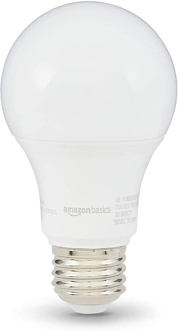 Amazon Basics 60W Equivalent, 3000K White, Dimmable, 10,000 Hour Lifetime, A19 LED Light Bulb | 6-Pack