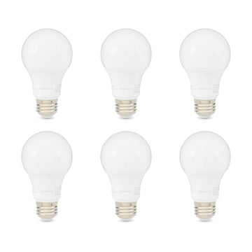 Amazon Basics 60W Equivalent, Daylight, Dimmable, CEC Compliant, A19 LED Light Bulb | 6-Pack