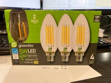 Greenlite 5w LED, Dimmable, 4pack Green