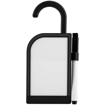 SoftTouch Hanging Doorstop with Dry Erase White Board, Marker and Retractable Hook, Black