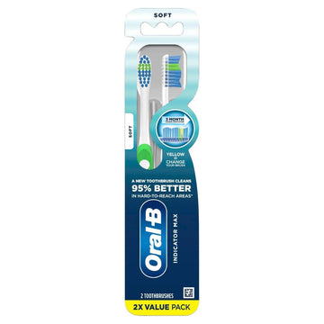 Oral-B Pro Health Fights Plaque & Tartar, 2 Count Soft Manual Toothbrush Pack, Indicator Bristles, Plaque Fighter, Gentle on Teeth