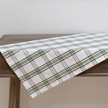 GREEN BLACK COTTAGE PLAID TABLE RUNNER 54"L x 16"W