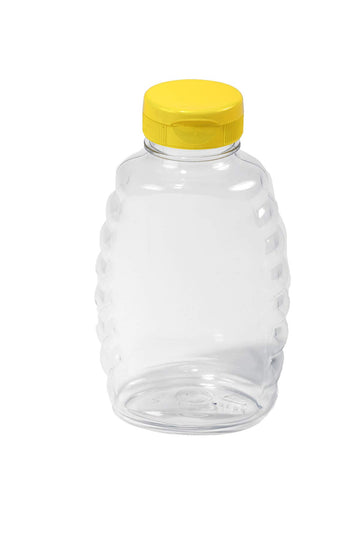 Little Giant® Plastic Honey Jar | Skep-Style Jar | Honey Squeeze Bottle with Flip-top Lid | Plastic Honey Bottle | 12 Pack | 16 Ounce