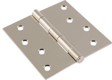 Hardware Essentials 853384 Residential Square Corner Door Hinges with Removable Pin Nicke