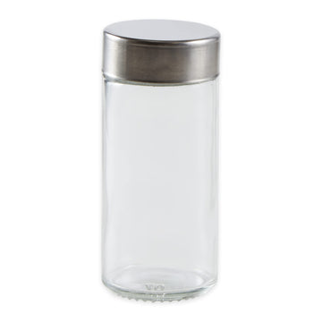 RSVP International Individual Clear Glass Spice Jar, Kitchen Organization & Storage Solution for Herbs and Spices, Square, 4-Ounce