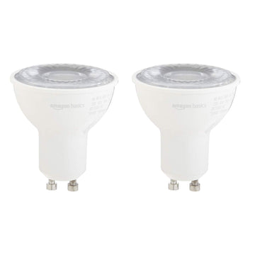 Amazon Basics 50W Equivalent, Daylight, Dimmable, 10,000 Hour Lifetime, MR16 (GU10 Base) LED Light Bulb | 2-Pack