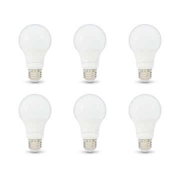 Amazon Basics A19 LED Light Bulb, 75 Watt Equivalent, Energy Efficient 12W, E26 Standard Base, Soft White 2700K, Non-Dimmable, 10,000 Hour Lifetime , 6-Pack