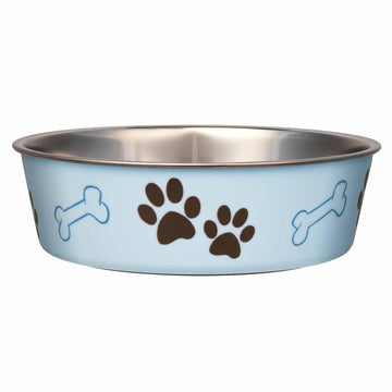 Loving Pets Bella Dog Bowls- Stainless Steel Dog & Cat Bowls - Spill Proof Dog Food Bowl, Cat Bowl, Puppy Essentials & Pet Supplies Great for Home & Travel (Medium 20-35 lbs, Murano Blue)