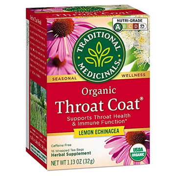 Traditional Medicinals Organic Lemon Echinacea Throat Coat Herbal Tea - 16 Tea Bags
